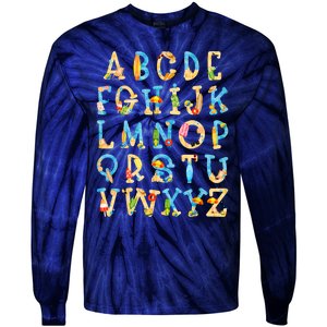 Alphabet ABC Kindergarten Teacher Summer Beach End Of School Tie-Dye Long Sleeve Shirt