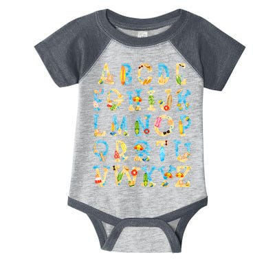 Alphabet ABC Kindergarten Teacher Summer Beach End Of School Infant Baby Jersey Bodysuit