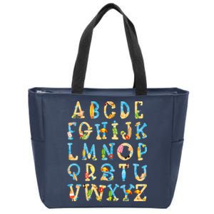 Alphabet ABC Kindergarten Teacher Summer Beach End Of School Zip Tote Bag