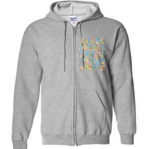 Alphabet ABC Kindergarten Teacher Summer Beach End Of School Full Zip Hoodie