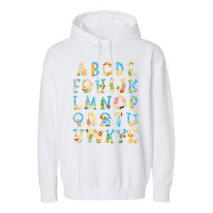 Alphabet ABC Kindergarten Teacher Summer Beach End Of School Garment-Dyed Fleece Hoodie