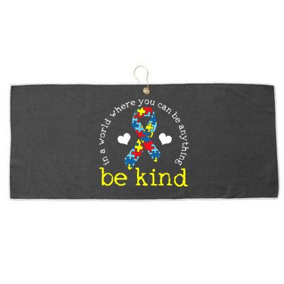 Autism Awareness Kindness Ribbon Heart Large Microfiber Waffle Golf Towel