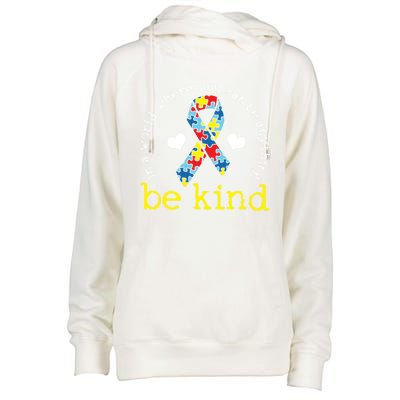 Autism Awareness Kindness Ribbon Heart Meaningful Gift Womens Funnel Neck Pullover Hood