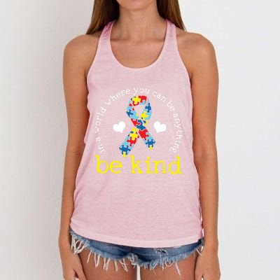 Autism Awareness Kindness Ribbon Heart Meaningful Gift Women's Knotted Racerback Tank