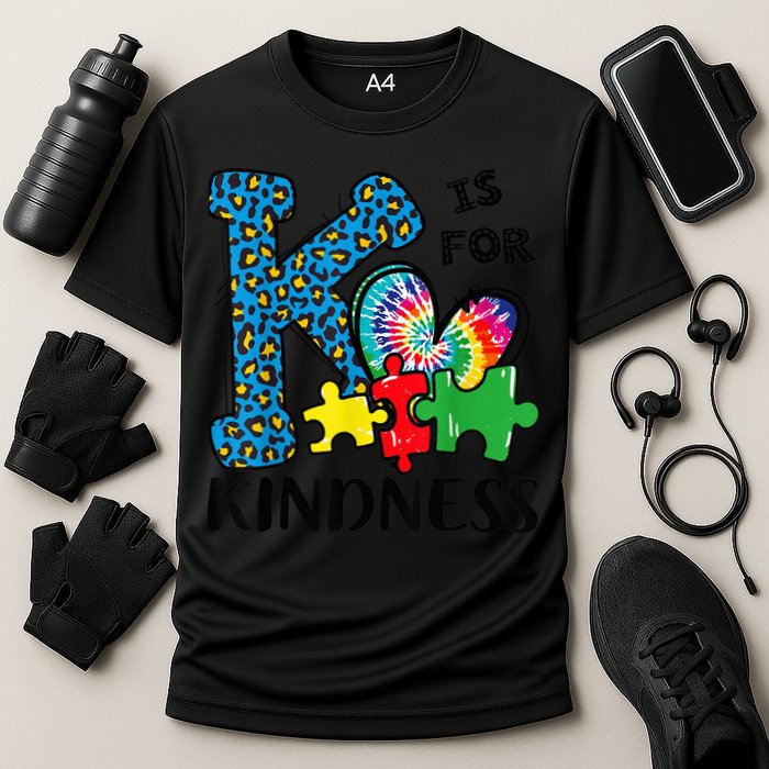 Autism Awareness K Is For Kindness Puzzle Piece Be Kind Cooling Performance Crew T-Shirt