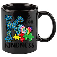 Autism Awareness K Is For Kindness Puzzle Piece Be Kind 11oz C Handle Ceramic Mug