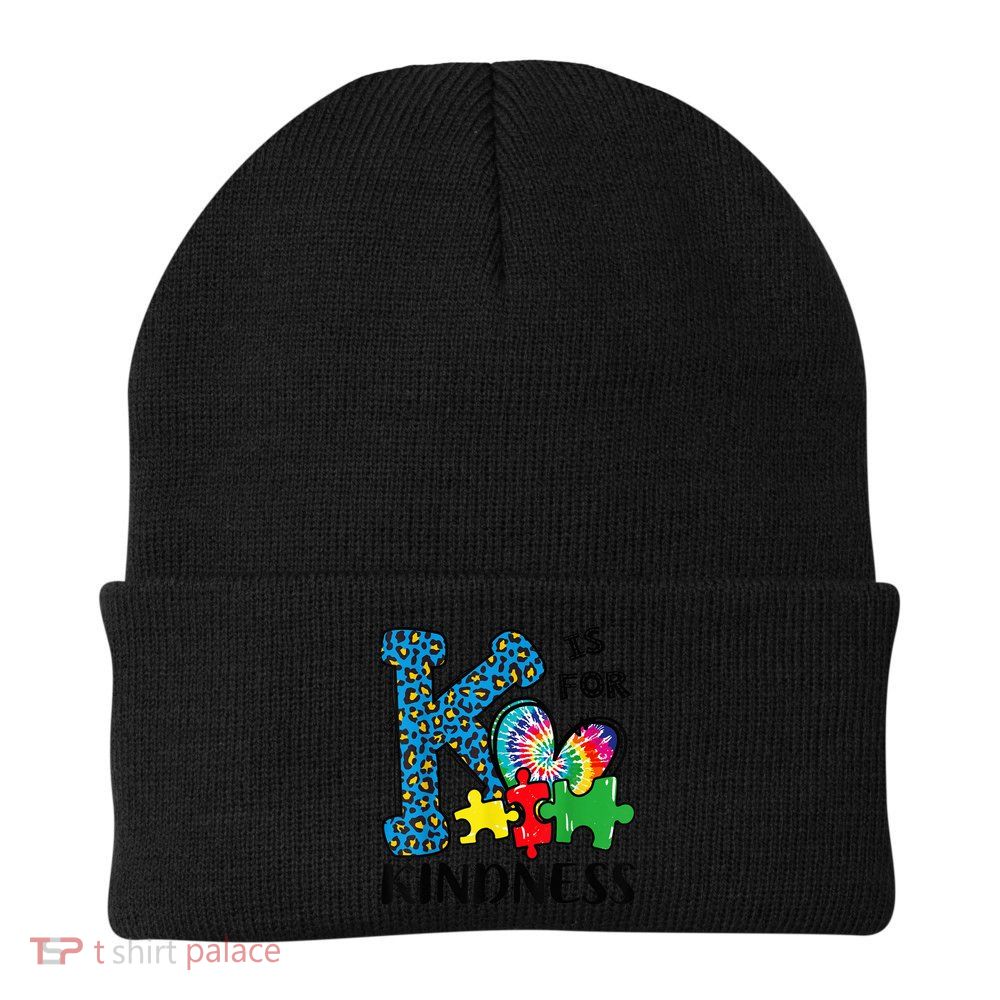 Autism Awareness K Is For Kindness Puzzle Piece Be Kind Beanie
