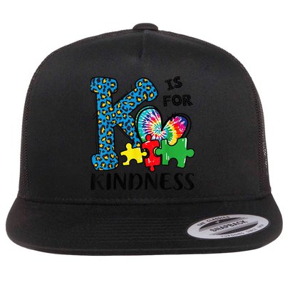 Autism Awareness K Is For Kindness Puzzle Piece Be Kind Flatbill Hat