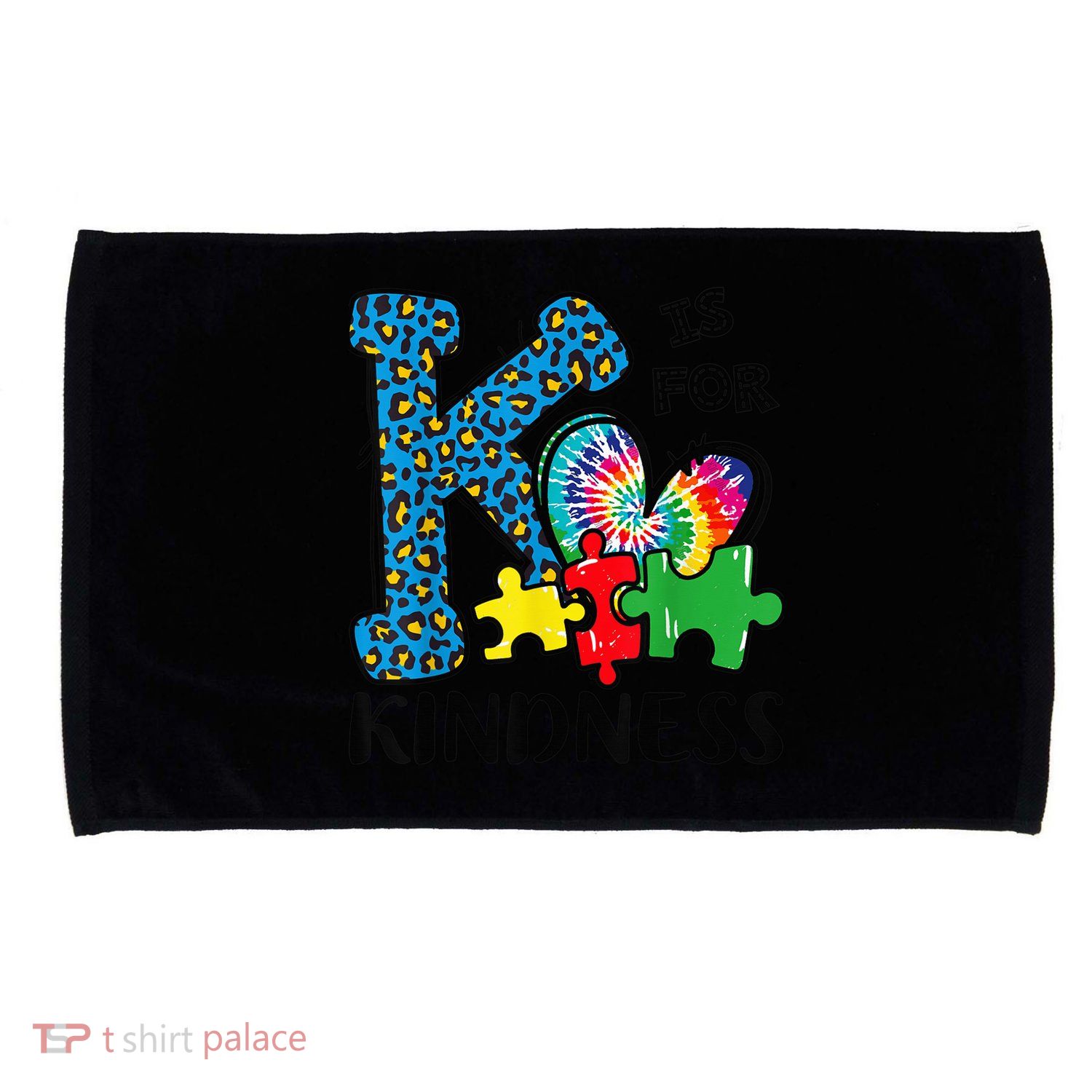 Autism Awareness K Is For Kindness Puzzle Piece Be Kind Microfiber Hand Towel