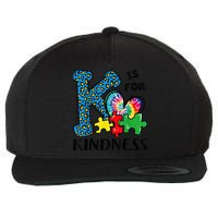 Autism Awareness K Is For Kindness Puzzle Piece Be Kind Wool Snapback Cap
