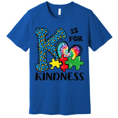 Autism Awareness K Is For Kindness Puzzle Piece Be Kind Premium T-Shirt