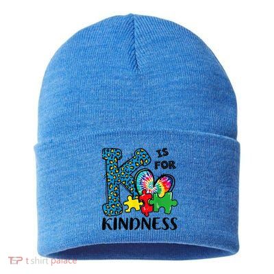 Autism Awareness K Is For Kindness Puzzle Piece Be Kind Sustainable Knit Beanie
