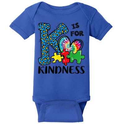 Autism Awareness K Is For Kindness Puzzle Piece Be Kind Baby Bodysuit