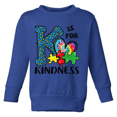 Autism Awareness K Is For Kindness Puzzle Piece Be Kind Toddler Sweatshirt