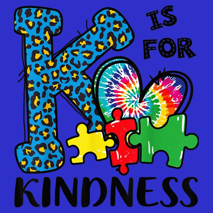 Autism Awareness K Is For Kindness Puzzle Piece Be Kind Short Acrylic Beanie