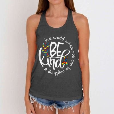 Autism Awareness Kindness Ribbon Heart Women's Knotted Racerback Tank