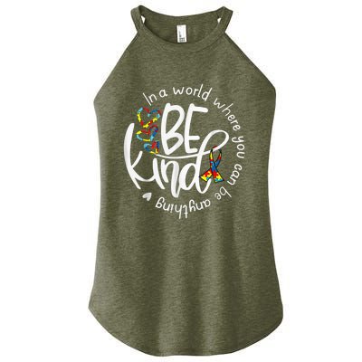 Autism Awareness Kindness Ribbon Heart Women’s Perfect Tri Rocker Tank