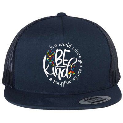 Autism Awareness Kindness Ribbon Heart Flat Bill Trucker Hat