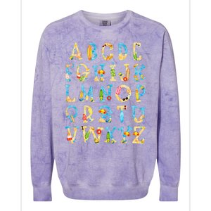 Alphabet ABC Kindergarten Teacher Summer Beach End Of School Colorblast Crewneck Sweatshirt