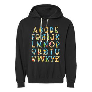 Alphabet ABC Kindergarten Teacher Summer Beach End Of School Garment-Dyed Fleece Hoodie