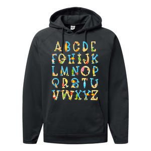 Alphabet ABC Kindergarten Teacher Summer Beach End Of School Performance Fleece Hoodie