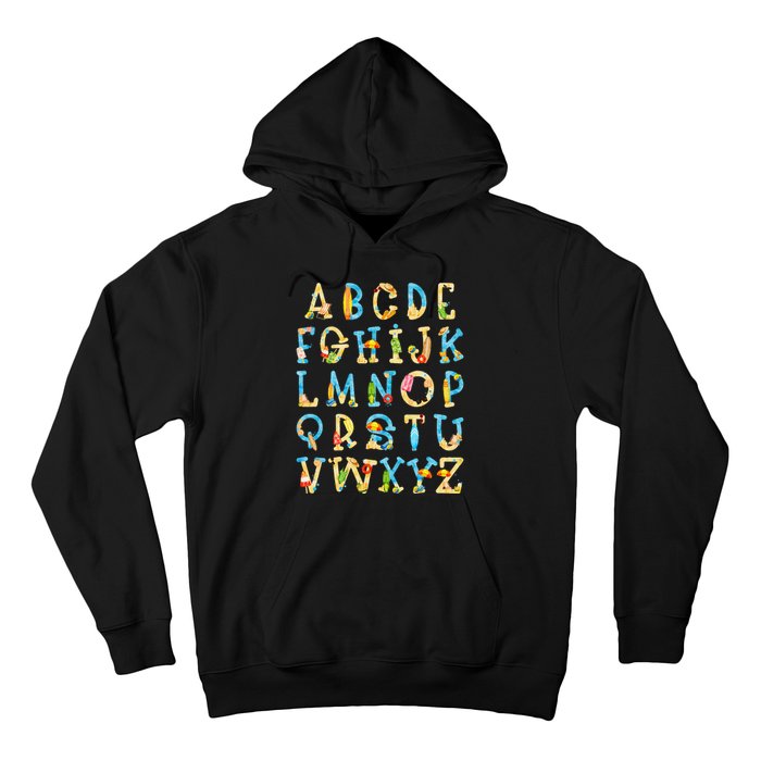 Alphabet ABC Kindergarten Teacher Summer Beach End Of School Hoodie