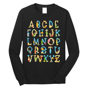 Alphabet ABC Kindergarten Teacher Summer Beach End Of School Long Sleeve Shirt