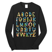 Alphabet ABC Kindergarten Teacher Summer Beach End Of School Long Sleeve Shirt