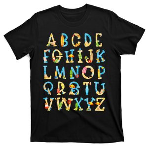 Alphabet ABC Kindergarten Teacher Summer Beach End Of School T-Shirt