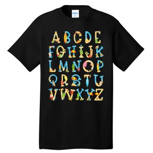 Alphabet ABC Kindergarten Teacher Summer Beach End Of School Tall T-Shirt