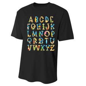 Alphabet ABC Kindergarten Teacher Summer Beach End Of School Performance Sprint T-Shirt