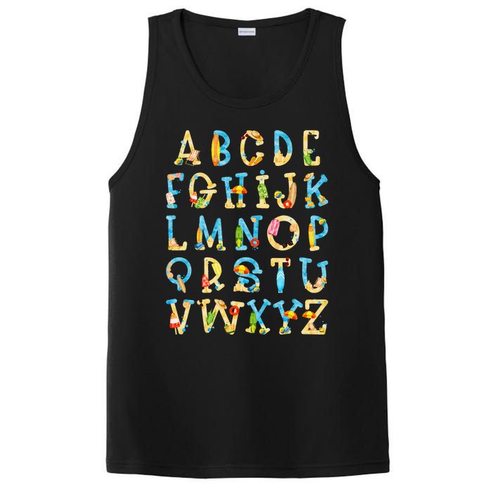 Alphabet ABC Kindergarten Teacher Summer Beach End Of School PosiCharge Competitor Tank