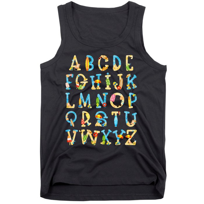 Alphabet ABC Kindergarten Teacher Summer Beach End Of School Tank Top