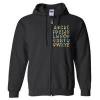 Alphabet ABC Kindergarten Teacher Summer Beach End Of School Full Zip Hoodie