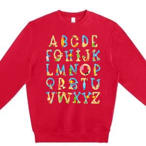 Alphabet ABC Kindergarten Teacher Summer Beach End Of School Premium Crewneck Sweatshirt