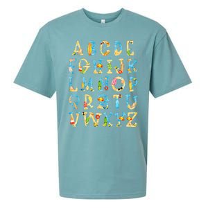 Alphabet ABC Kindergarten Teacher Summer Beach End Of School Sueded Cloud Jersey T-Shirt