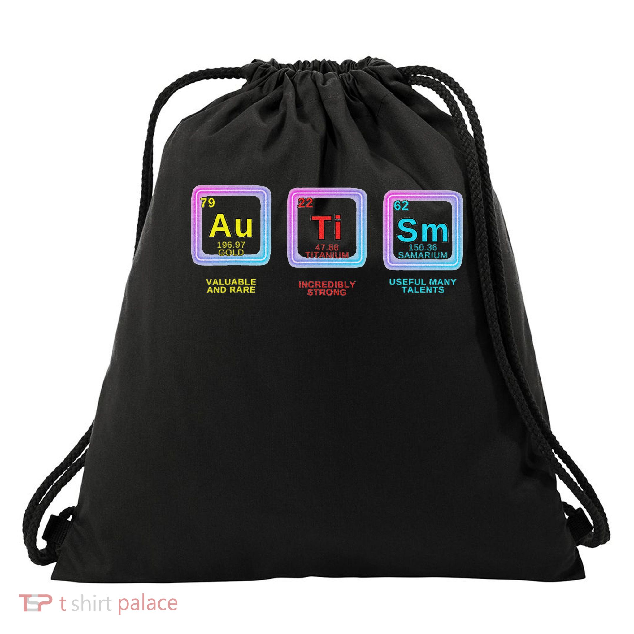 Autism Awareness Kids Women Men Elements Periodic Table Asd Drawstring Bag