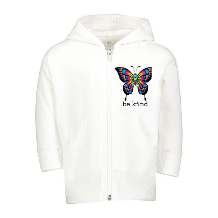 Autism Awareness Kindness Butterfly Be Kind Teacher Wo Toddler Zip Fleece Hoodie