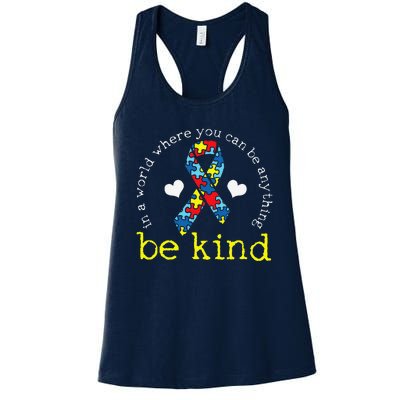 Autism Awareness Kindness Ribbon Heart Women's Racerback Tank