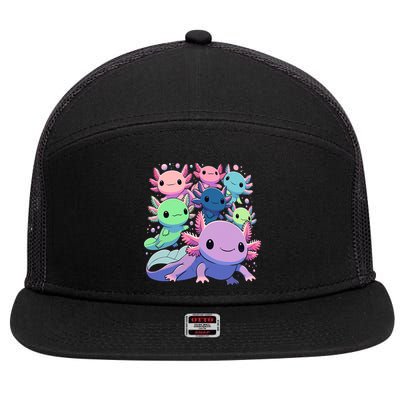 Axolotl Animals Kawaii Axolotls 7 Panel Mesh Trucker Snapback Hat