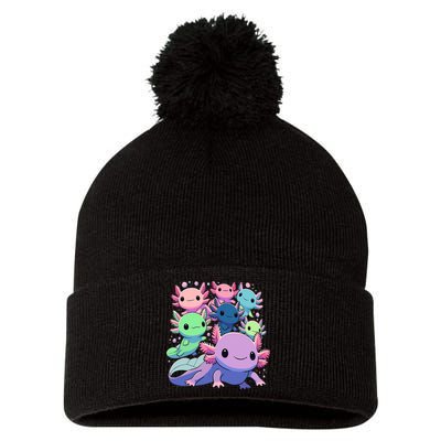 Axolotl Animals Kawaii Axolotls Pom Pom 12in Knit Beanie