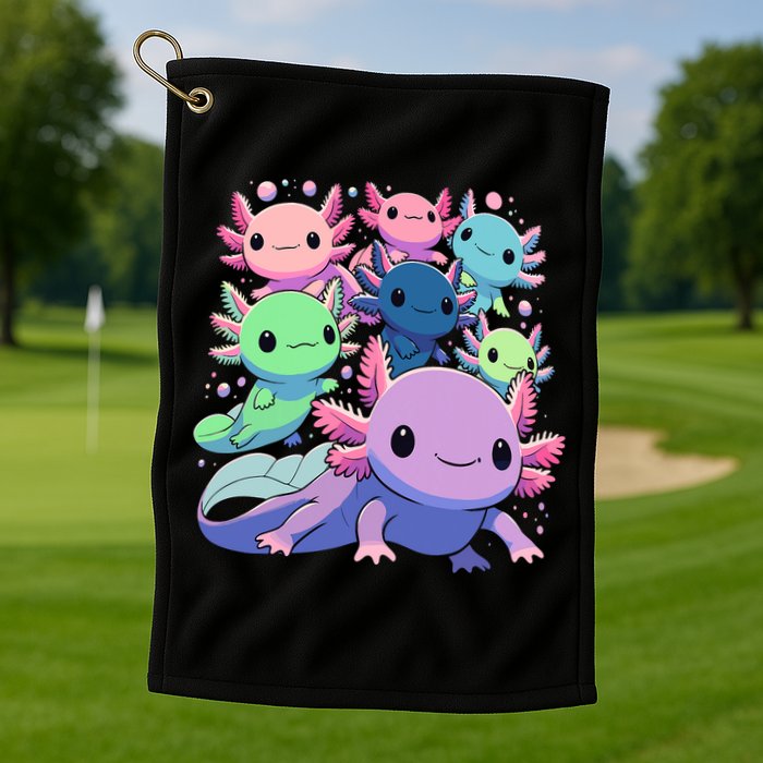 Axolotl Animals Kawaii Axolotls Golf Towel