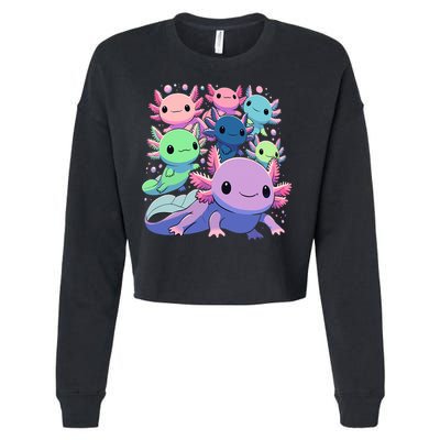 Axolotl Animals Kawaii Axolotls Cropped Pullover Crew