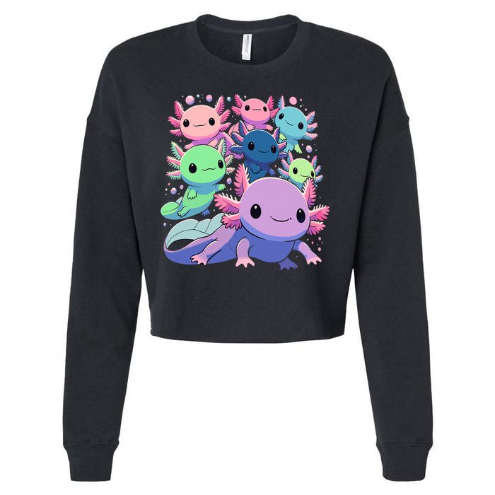 Axolotl Animals Kawaii Axolotls Cropped Pullover Crew