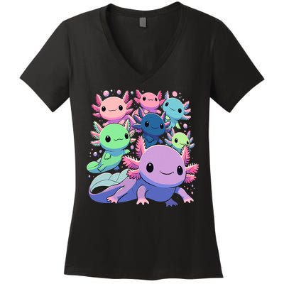Axolotl Animals Kawaii Axolotls Women's V-Neck T-Shirt