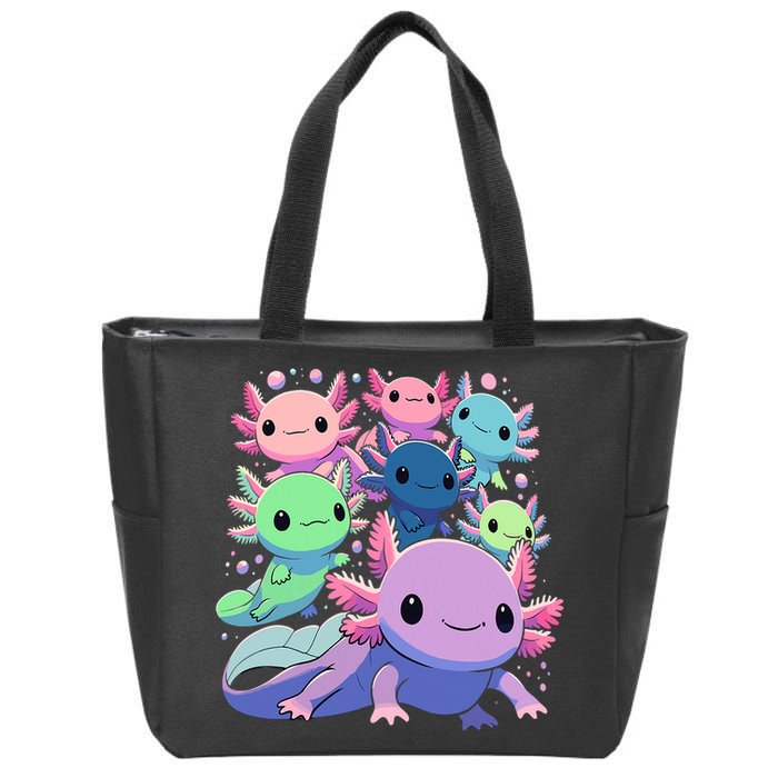 Axolotl Animals Kawaii Axolotls Zip Tote Bag