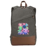 Axolotl Animals Kawaii Axolotls Cotton Canvas Backpack