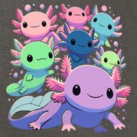 Axolotl Animals Kawaii Axolotls Cotton Canvas Backpack
