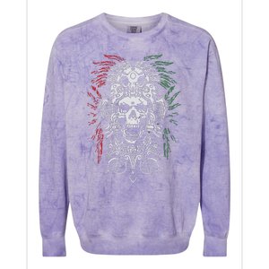 Ancient Aztec King Mexican Skull Mayas Mask Calavera Azteca Colorblast Crewneck Sweatshirt