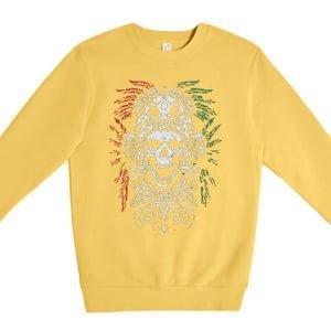 Ancient Aztec King Mexican Skull Mayas Mask Calavera Azteca Premium Crewneck Sweatshirt